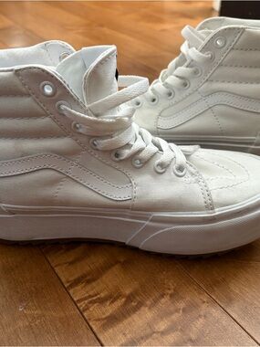 Vans Off The Wall White High-Top Platform Sneakers  Unisex Size 6.5 Women 5 Men